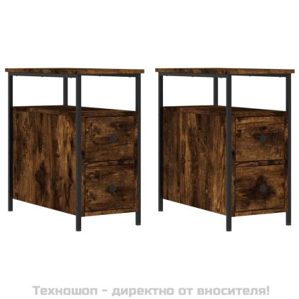 Нощни шкафчета 2 бр опушен дъб 30x60x60 см инженерно дърво