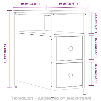 Нощни шкафчета 2 бр опушен дъб 30x60x60 см инженерно дърво