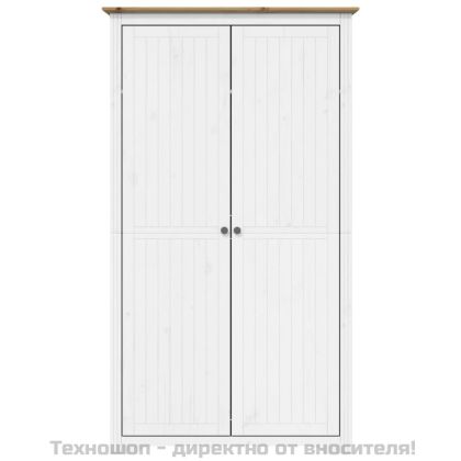 Гардероб BODO, бяло и кафяво, 99x53,5x173 см, бор масив