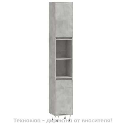 Комплект мебели за баня от 3 части бетонно сив инженерно дърво