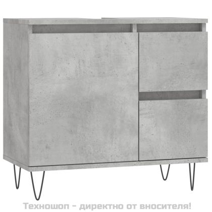 Комплект мебели за баня от 3 части бетонно сив инженерно дърво