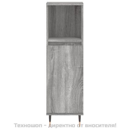 Комплект мебели за баня от 3 части сив сонома инженерно дърво