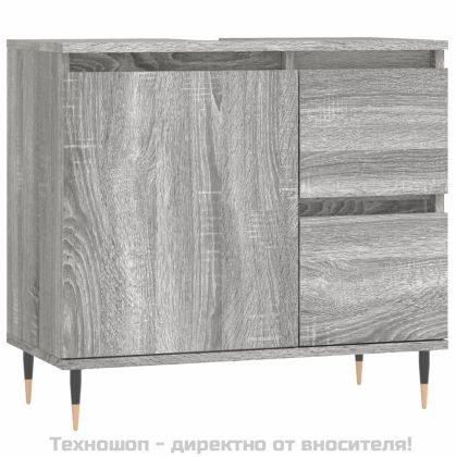 Комплект мебели за баня от 3 части сив сонома инженерно дърво