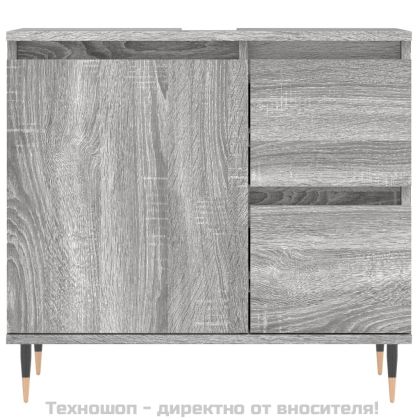 Комплект мебели за баня от 3 части сив сонома инженерно дърво