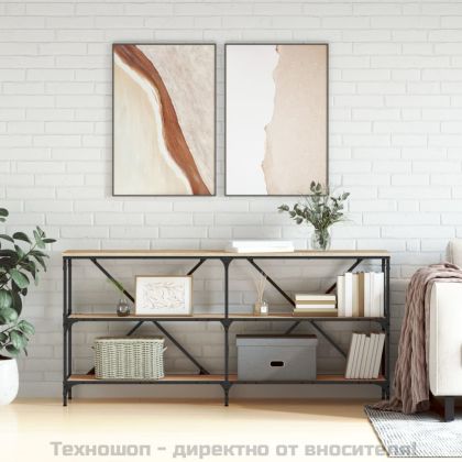 Конзолна маса дъб сонома 160x30x75 см инженерно дърво и желязо