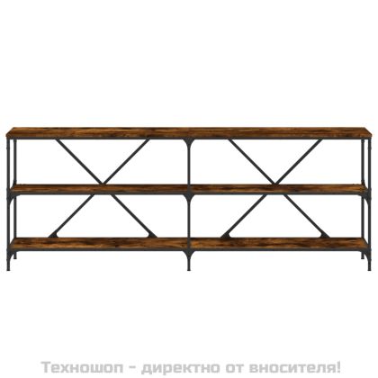 Конзолна маса опушен дъб 200x30x75 см инженерно дърво и желязо