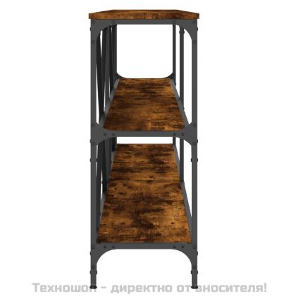Конзолна маса опушен дъб 200x30x75 см инженерно дърво и желязо