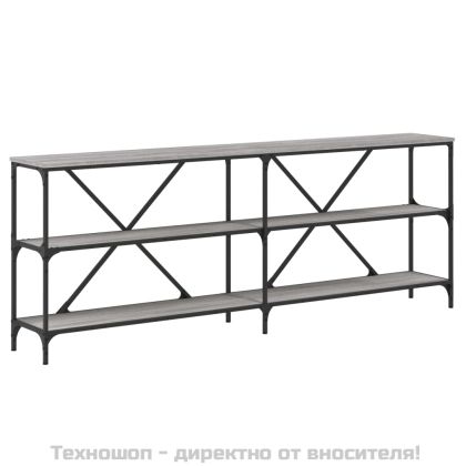 Конзолна маса сив сонома 200x30x75 см инженерно дърво и желязо