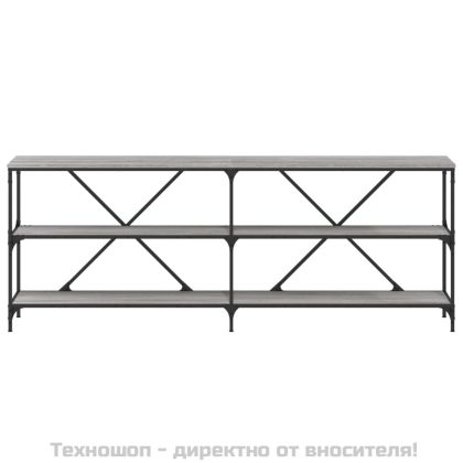 Конзолна маса сив сонома 200x30x75 см инженерно дърво и желязо
