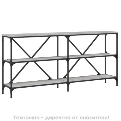 Конзолна маса сив сонома 160x30x75 см инженерно дърво и желязо
