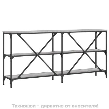 Конзолна маса сив сонома 160x30x75 см инженерно дърво и желязо