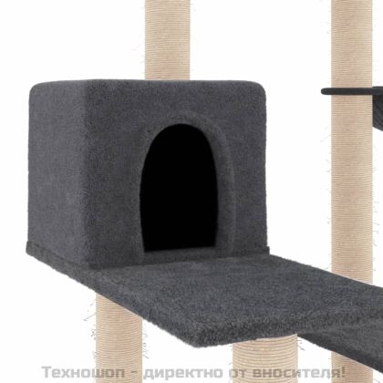 Котешко дърво със сизалени стълбове, тъмносиво, 82,5 см