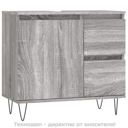 Комплект мебели за баня от 3 части сив сонома инженерно дърво