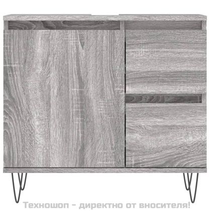 Комплект мебели за баня от 3 части сив сонома инженерно дърво