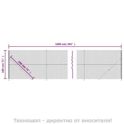 Плетена оградна мрежа с фланец, антрацит, 1,8x10 м