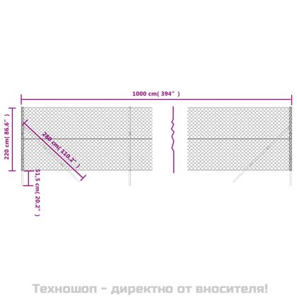 Плетена оградна мрежа, зелена, 2,2x10 м
