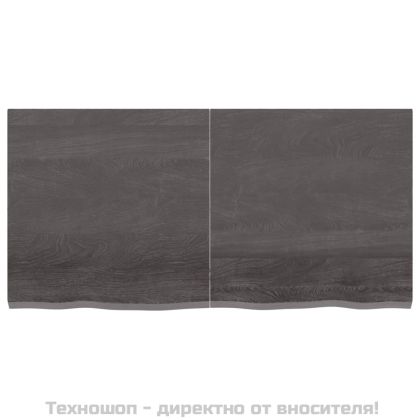 Стенен рафт тъмнокафяв 120x60x(2-4) см обработен масивен дъб