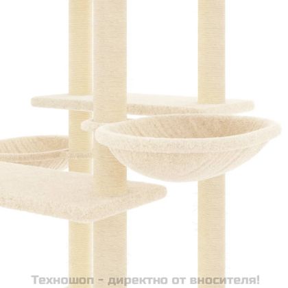 Котешко дърво със сизалени стълбове, кремаво, 133 см