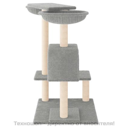 Котешко дърво със сизалени стълбове светлосиво 82 см
