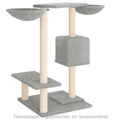 Котешко дърво със сизалени стълбове светлосиво 82 см