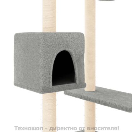 Котешко дърво със сизалени стълбове светлосиво 82 см
