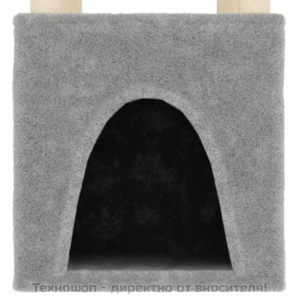 Котешко дърво със сизалени стълбове, светлосиво, 147 см