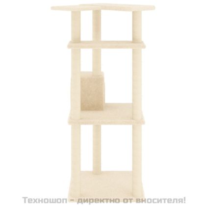 Котешко дърво със сизалени стълбове, кремаво, 123 см