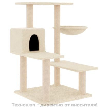 Котешко дърво със сизалени стълбове, кремаво, 82,5 см