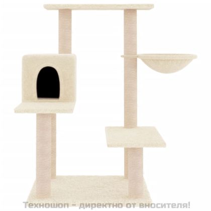 Котешко дърво със сизалени стълбове, кремаво, 82,5 см