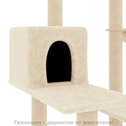 Котешко дърво със сизалени стълбове, кремаво, 82,5 см