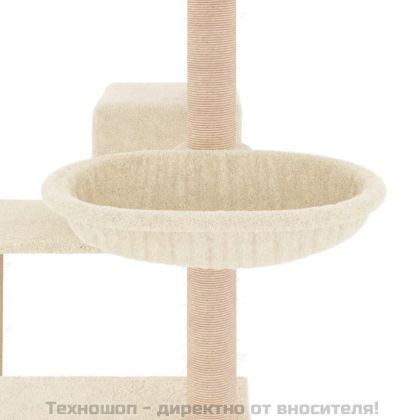 Котешко дърво със сизалени стълбове, кремаво, 82,5 см