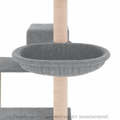 Котешко дърво със сизалени стълбове, светлосиво, 82,5 см