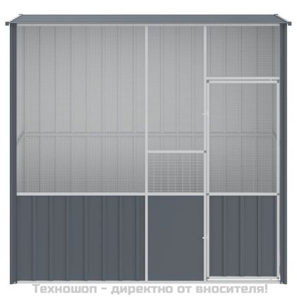 Клетка за птици, антрацит, 215x78x200 см, поцинкована стомана