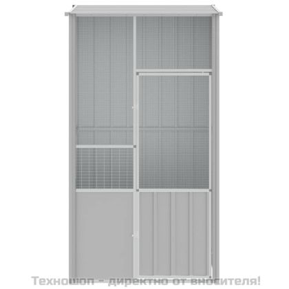Клетка за птици, сива, 115x78x200 см, поцинкована стомана
