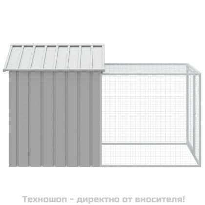 Клетка за пилета с ограждаща площадка, светло сива, 117x201x123 см, поцинкована стомана