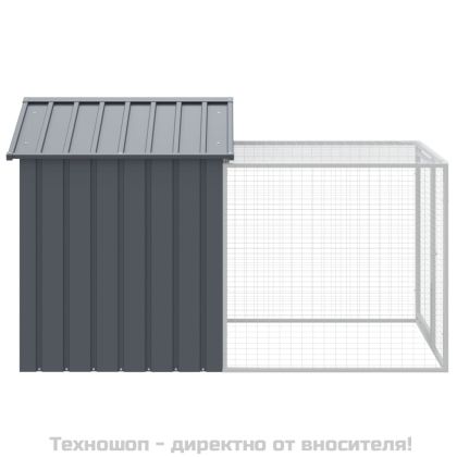 Клетка за пилета с ограда, антрацитна, 117x201x123 см, поцинкована стомана