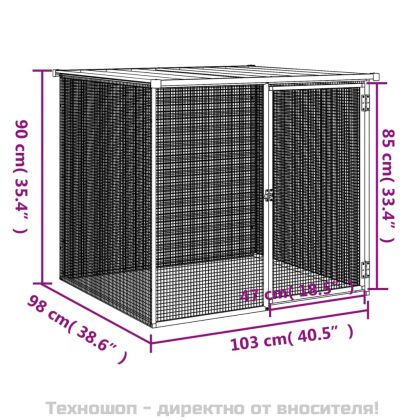 Кокошарник с покрив светлосив 103x98x90 см поцинкована стомана