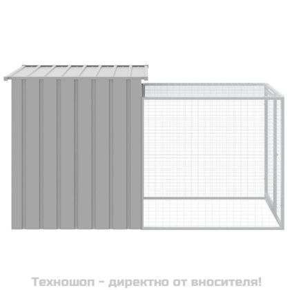 Клетка за пилета с ограждаща площадка, светло сива, 110x201x110 см, поцинкована стомана