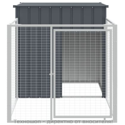 Кучешка къща с волиера, антрацит, 110x201x110 см, стомана