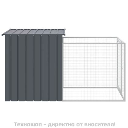 Кучешка къща с волиера, антрацит, 110x201x110 см, стомана