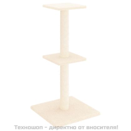 Котешко дърво със сизалени стълбове, кремаво, 73 см