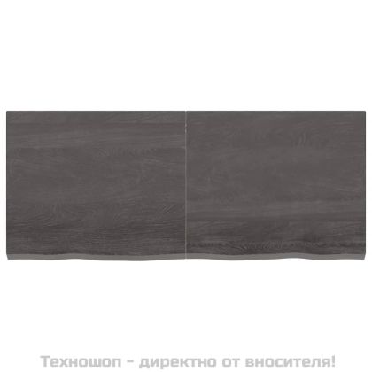 Стенен рафт тъмнокафяв 120x50x(2-4) см обработен масивен дъб