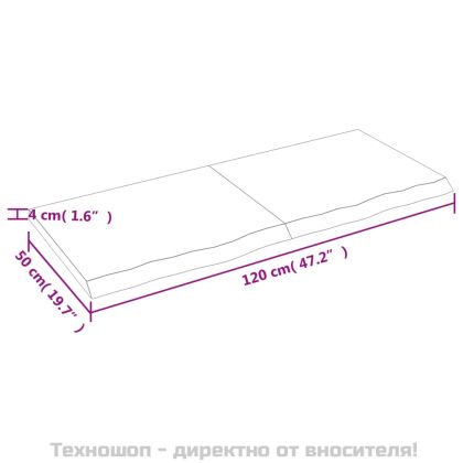 Стенен рафт тъмнокафяв 120x50x(2-4) см обработен масивен дъб