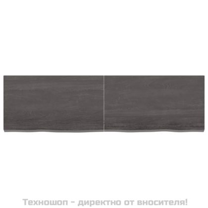 Стенен рафт тъмнокафяв 140x40x(2-4) см обработен масивен дъб