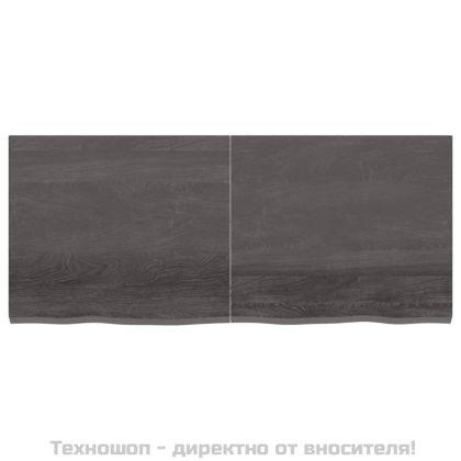 Стенен рафт тъмнокафяв 140x60x(2-4) см обработен масивен дъб