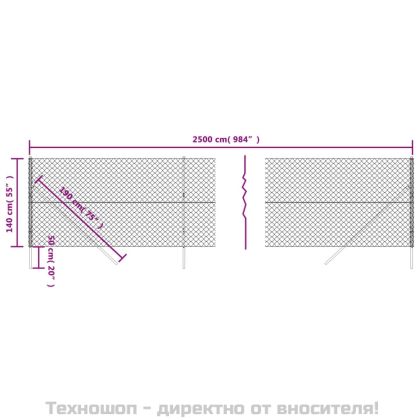 Плетена оградна мрежа, зелена, 1,4x25 м