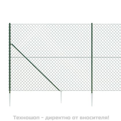 Плетена оградна мрежа с шипове, зелена, 1,4x10 м