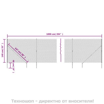 Плетена оградна мрежа с шипове, зелена, 1,4x10 м