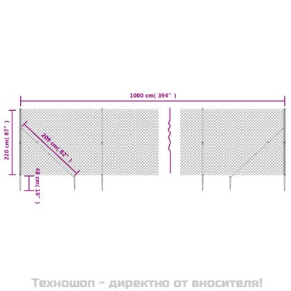 Плетена оградна мрежа с шипове, зелена, 2,2x10 м