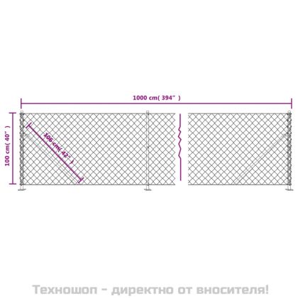 Плетена оградна мрежа с фланец, зелена, 1x10 м